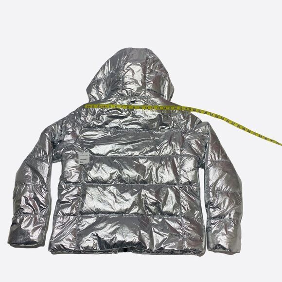Andrew Marc Metallic Silver Puffer Jacket Large - Picture 10 of 15